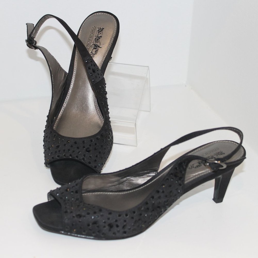 Coach and Four Black Beaded Slingback Heels